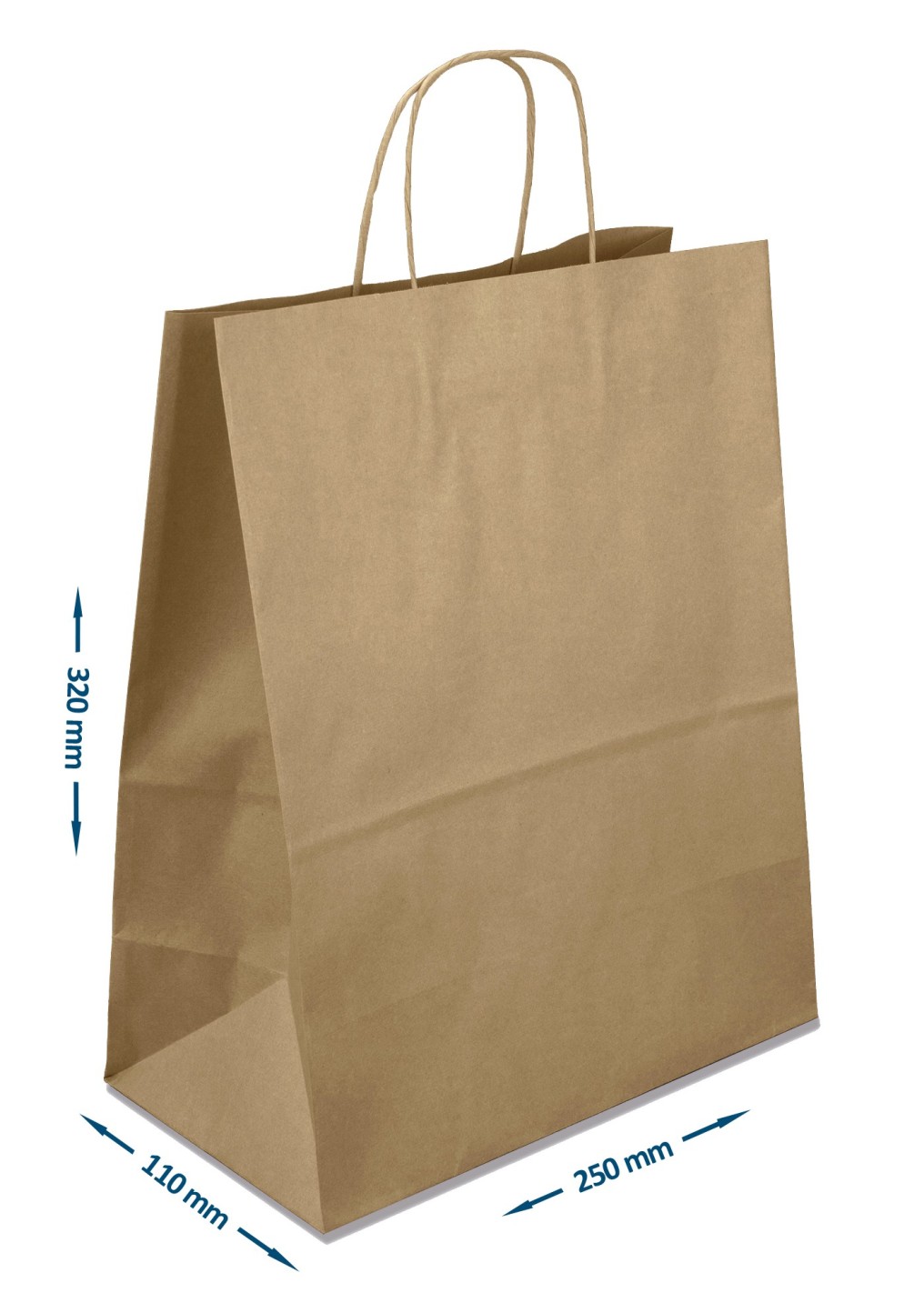 Torba Eko Kraft brązowa 250x110x320mm 200szt. Torba Eko Kraft brązowa 250x110x320mm 200szt.