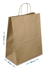 Torba Eko Kraft brązowa 180x80x210mm 400szt.