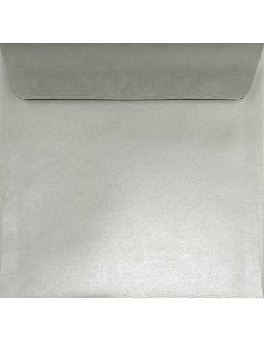 Koperta ozdobna perłowa metalizowana kwadratowa K4 17x17 HK Sirio Platinum srebrna 110g