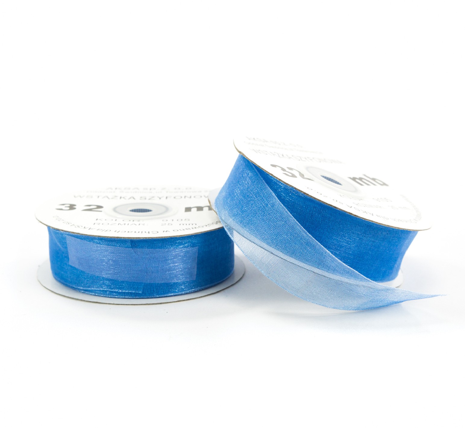 25mm WO9105 Wstążka szyfonowa niebieska 32mb 25mm WO9105 Wstążka szyfonowa niebieska 32mb