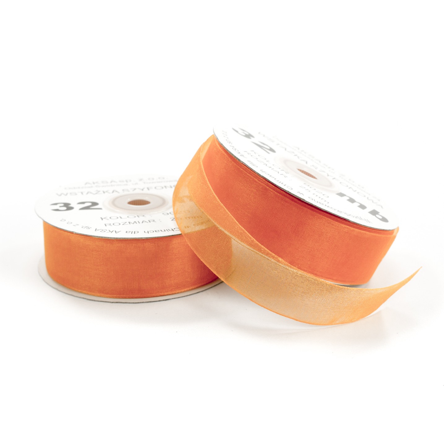 25mm WO9020 Wstążka szyfonowa pomarańczowa 32mb 25mm WO9020 Wstążka szyfonowa pomarańczowa 32mb