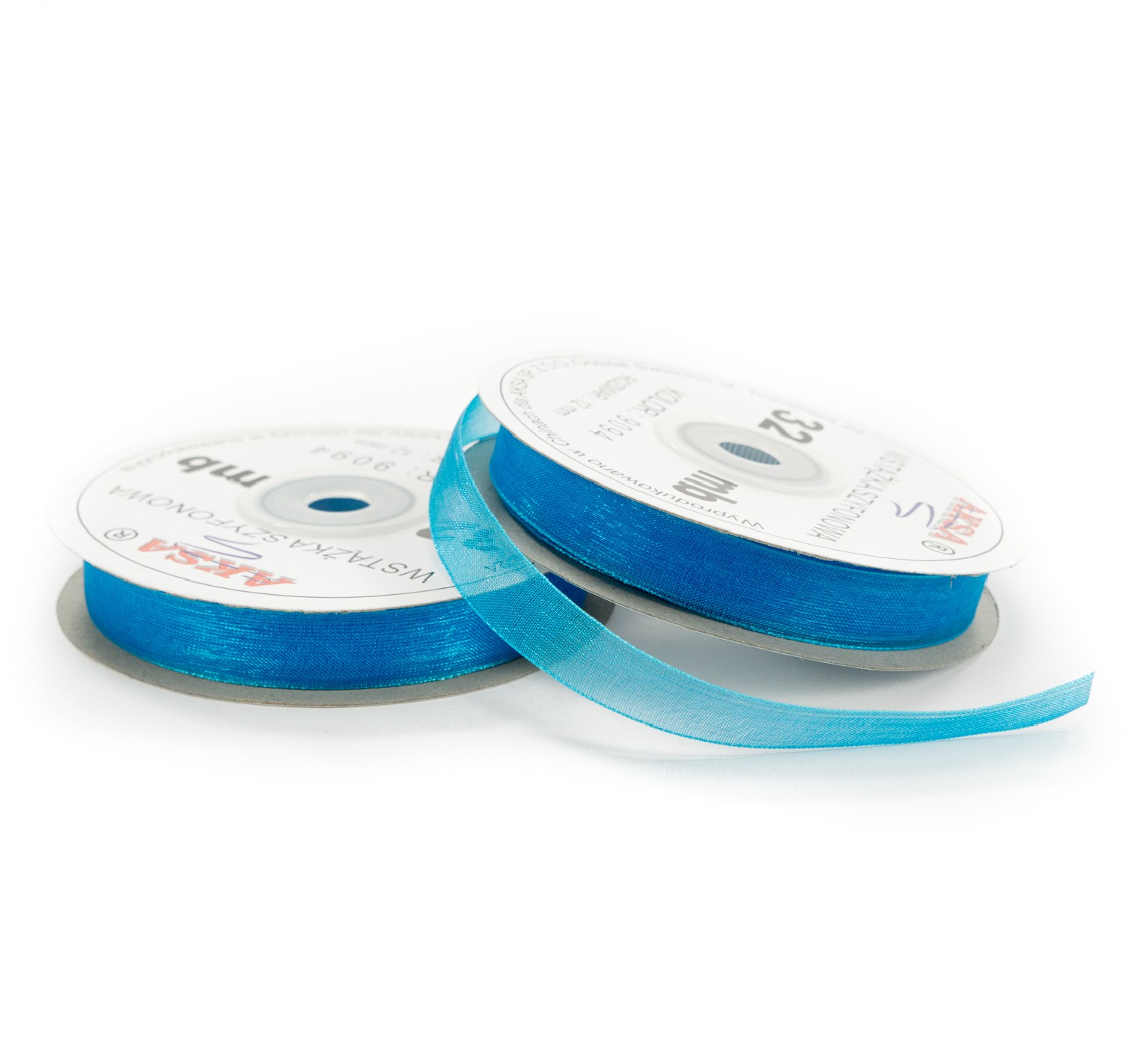 12mm WO9094 Wstążka szyfonowa turkusowa 32mb 12mm WO9094 Wstążka szyfonowa turkusowa 32mb