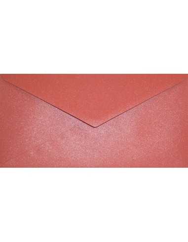 Koperta ozdobna perłowa metalizowana DL 11x22 NK Aster Metallic Ruby czerwona 120g
