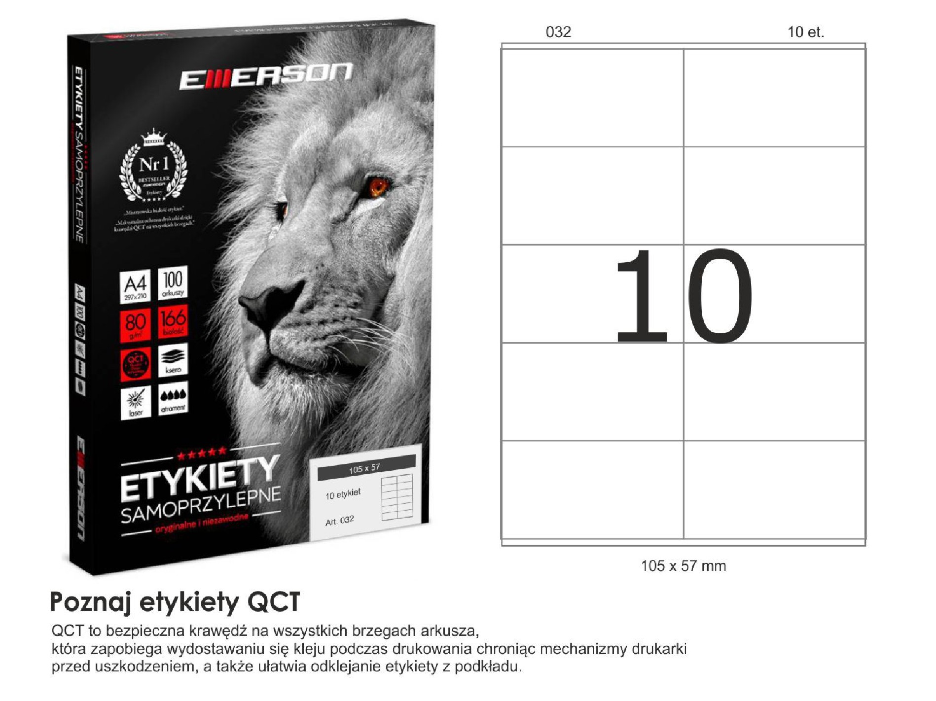 Etykiety samoprzylepne EME32 105x57 (10) 1000A4 Etykiety samoprzylepne EME32 105x57 (10) 1000A4