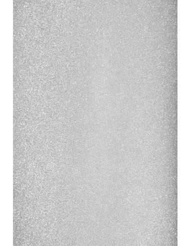 Papier ozdobny dekoracyjny kolorowy jednostronnie brokatowy samoprzylepny srebrny 150g 10A4