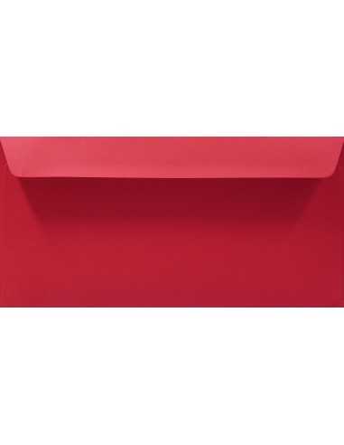 Koperta ozdobna gładka kolorowa DL 11x22 HK Plike Red czerwona 140g