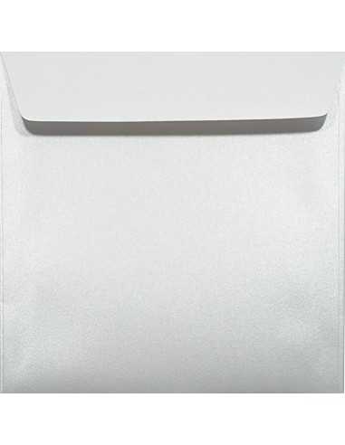 Koperta ozdobna perłowa metalizowana kwadratowa K4 17x17 HK Majestic Marble White biała 120g