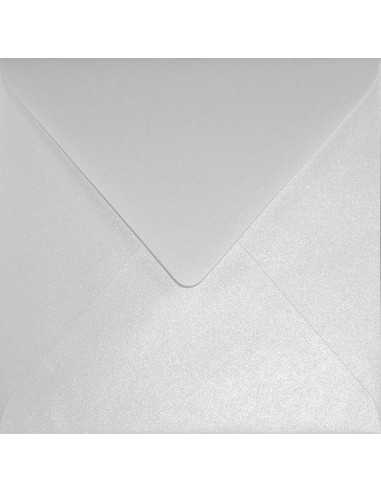 Koperta ozdobna perłowa metalizowana kwadratowa K4 15,5x15,5 NK Sirio Pearl Ice White biała 110g