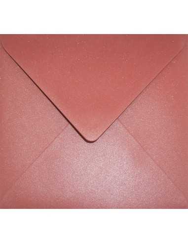 Koperta ozdobna perłowa metalizowana kwadratowa K4 15,3x15,3 NK Aster Metallic Ruby czerwona 120g