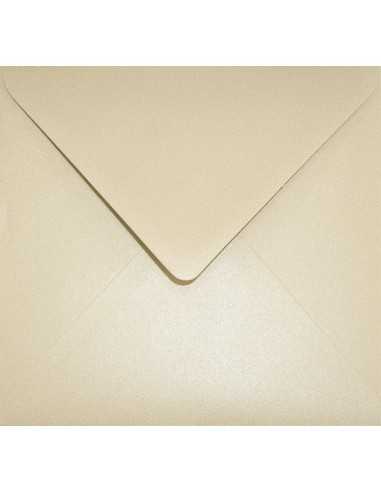 Koperta ozdobna perłowa metalizowana kwadratowa K4 15,3x15,3 NK Aster Metallic Sand beżowa 120g