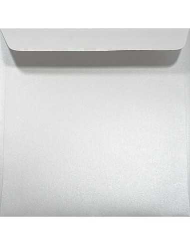 Koperta ozdobna perłowa metalizowana kwadratowa K4 15,6x15,6 NK Majestic Marble White biała 120g