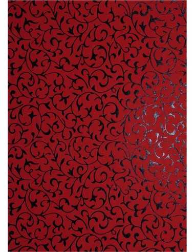 Papier ozdobny dekoracyjny czerwony - czarna koronka 18x25 5szt.