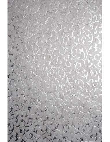 Papier ozdobny dekoracyjny flizelina biały - srebrna koronka 19x29 5szt.