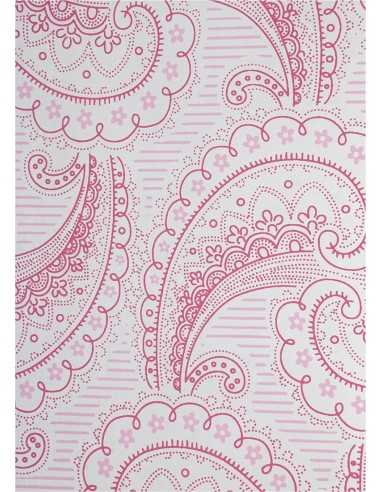 Papier ozdobny dekoracyjny wzór arabeska - różowy 56x76cm