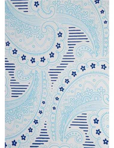 Papier ozdobny dekoracyjny wzór arabeska - niebieski 56x76cm