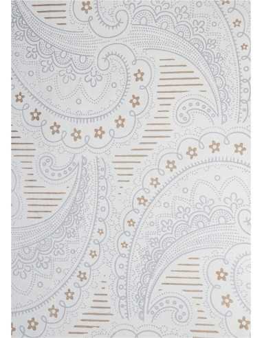 Papier ozdobny dekoracyjny wzór arabeska - srebrny / złoty 56x76cm
