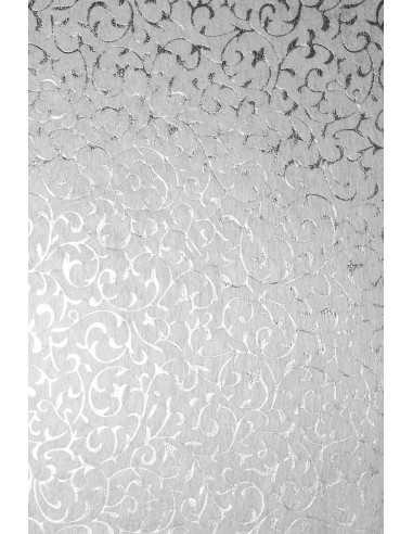 Papier ozdobny dekoracyjny flizelina ecru - srebrna koronka 58x90cm
