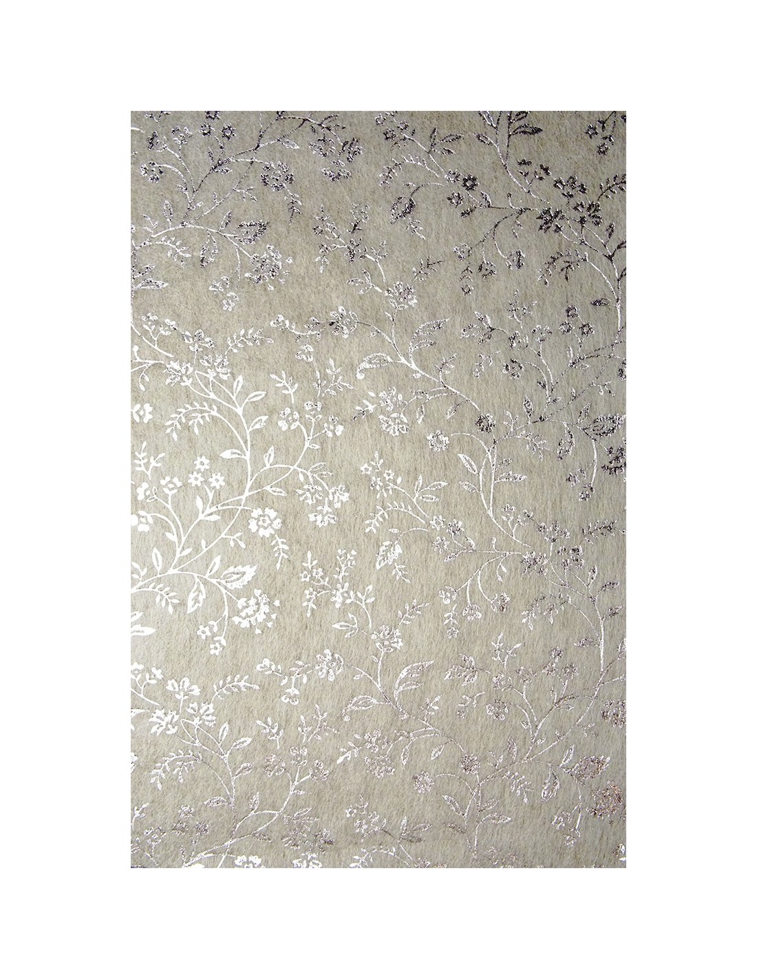 Papier ozdobny dekoracyjny flizelina ecru - srebrne kwiatki 58x90cm Papier ozdobny dekoracyjny flizelina ecru - srebrne kwiatki 58x90cm