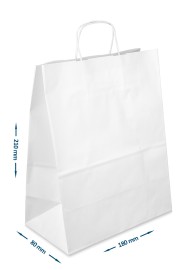 Torba Kraft biała 180x80x210mm 400szt.