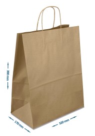 Torba Eko Kraft brąz 320x170x390mm 20szt.