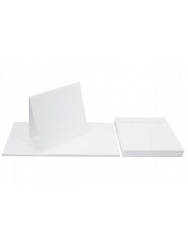 Zestaw papier ozdobny Lessebo 240g biały bigowany + koperta K4 Lessebo biała 25szt.