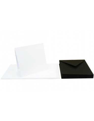 Zestaw papier ozdobny Arena 250g biały bigowany + koperta K4 Nero czarna 25szt.