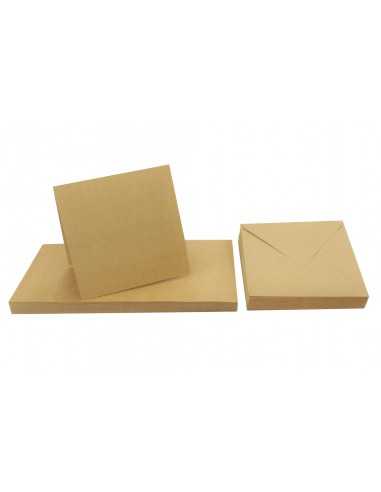 Zestaw papier ozdobny gładki ekologiczny Kraft EKO 300g brązowy bigowany + koperta K4 EKO Kraft 25szt.