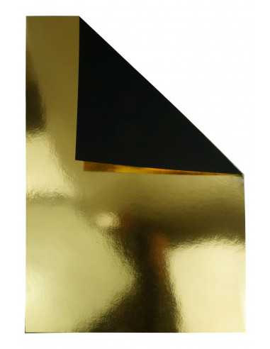 Papier ozdobny kolorowy jednostronnie lustrzany Mirror 260g Gold / czarny spód B63 68x97 R100