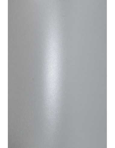 Papier ozdobny metalizowany perłowy Aster Metallic 250g Silver srebrny pak. 10A5