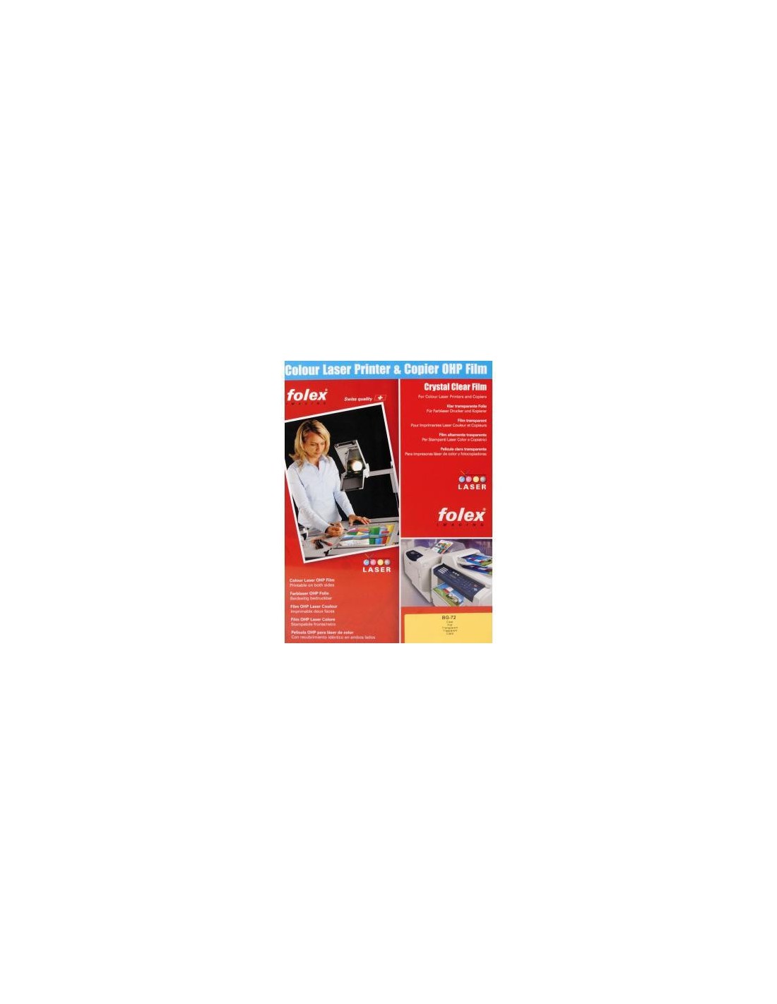 FOLEX BG-72 Folia przezroczysta do kolorowych drukarek laserowych pak. 10A3 FOLEX BG-72 Folia przezroczysta do kolorowych drukarek laserowych pak. 10A3