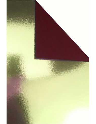 Papier ozdobny kolorowy jednostronnie lustrzany Mirror 260g Gold / bordowy B76 pak. 10A3