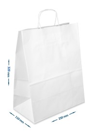 Torba Kraft biała 250x110x320mm 200szt.