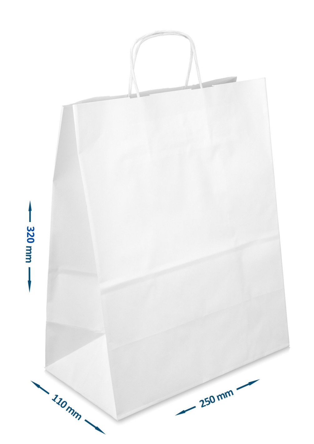 Torba Kraft biała 250x110x320mm 200szt.