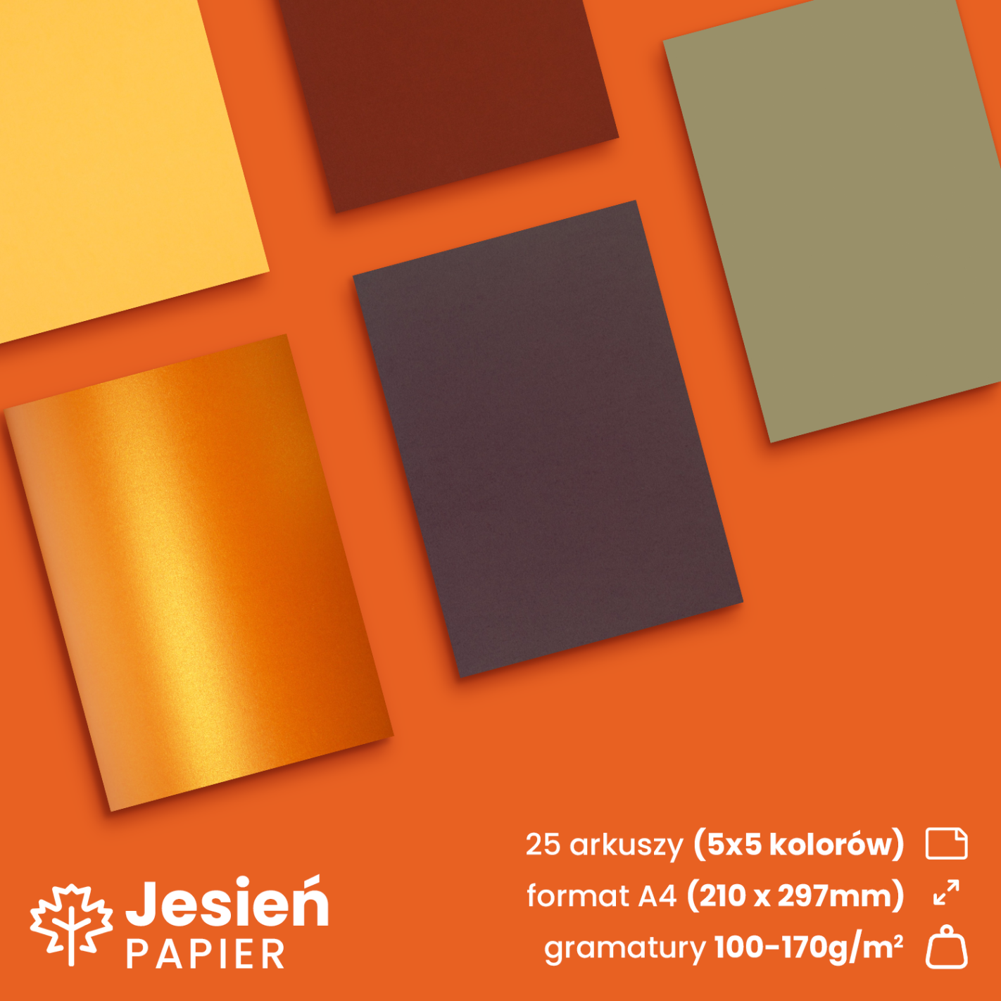 Zestaw papierów kolorowych Jesień pak. 25A4 Zestaw papierów kolorowych Jesień pak. 25A4