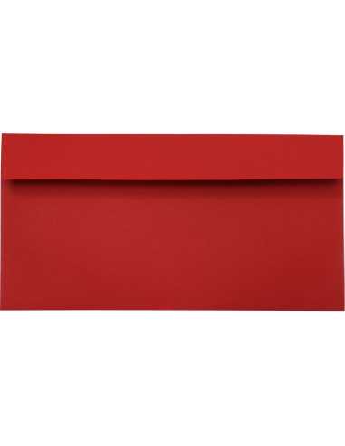 Design decorative coloured envelope DL 110x220mm red 120gsm peel&seal square flap