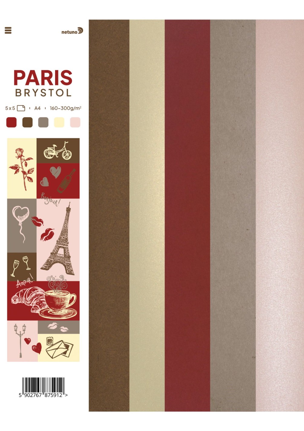 Zestaw brystoli kolorowych Paris pak. 25A4 Zestaw brystoli kolorowych Paris pak. 25A4