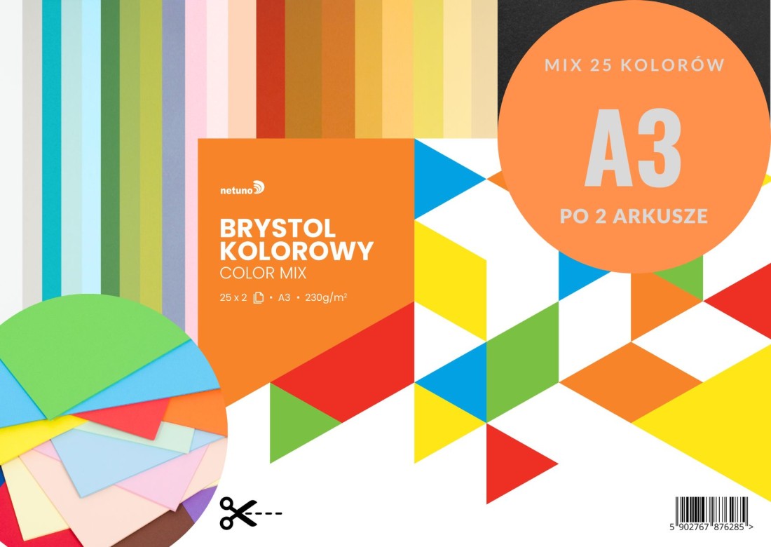 Zestaw brystoli kolorowych 230g mix pak. 50A3 Zestaw brystoli kolorowych 230g mix pak. 50A3