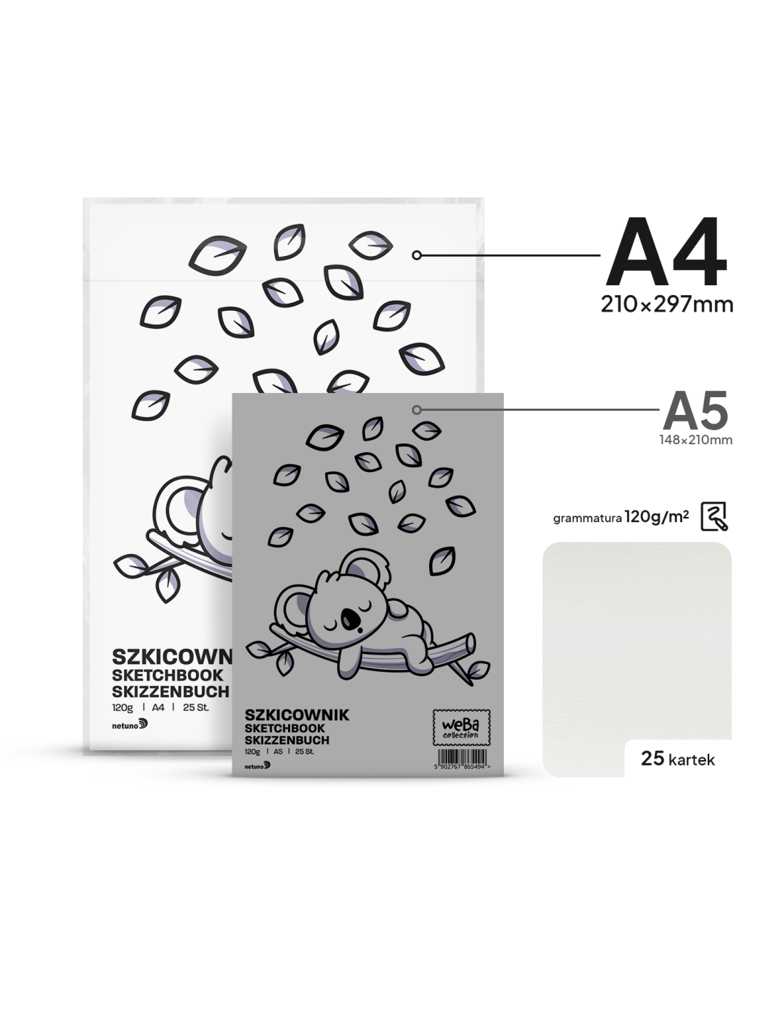 Szkicownik WeBa Collection 120g biały 25ark. A4 Szkicownik WeBa Collection 120g biały 25ark. A4