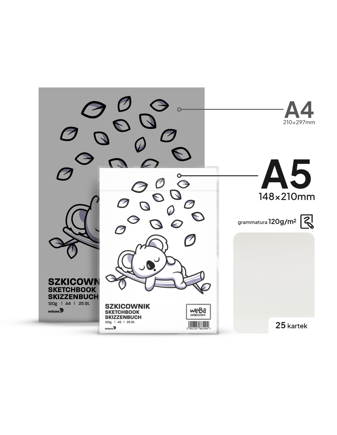 Szkicownik WeBa Collection 120g biały 25ark. A5 Szkicownik WeBa Collection 120g biały 25ark. A5