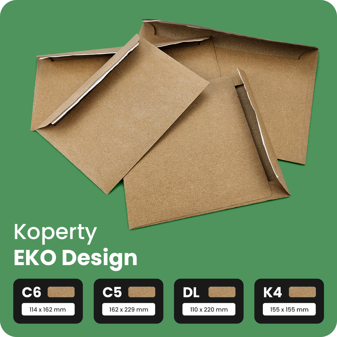 Koperta ozdobna gładka ekologiczna DL HK EKO Design brązowa 120g Koperta ozdobna gładka ekologiczna DL HK EKO Design brązowa 120g