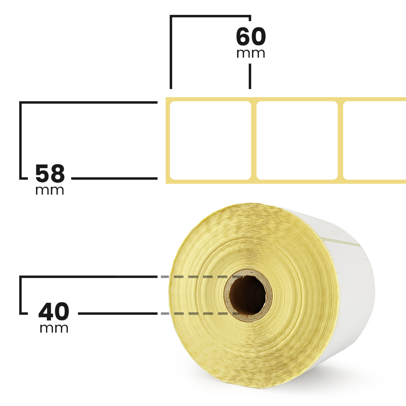 Etykiety termiczne 58x60mm 500szt Etykiety termiczne 58x60mm 500szt