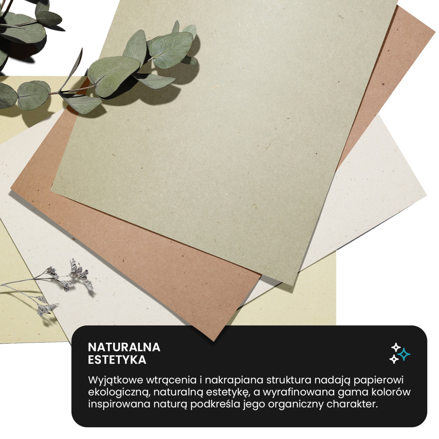 Papier ozdobny gładki kolorowy ekologiczny z wtrąceniami Flora 130g Noce beż pak. 10A4 Papier ozdobny gładki kolorowy ekologiczny z wtrąceniami Flora 130g Noce beż pak. 10A4