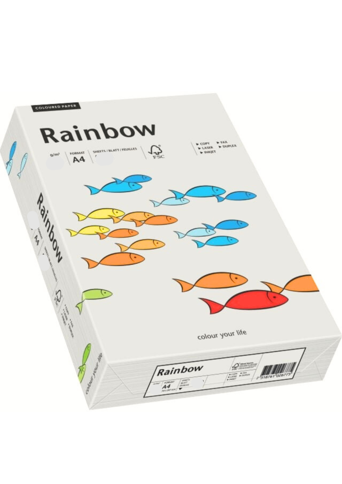 Papier ozdobny gładki kolorowy Rainbow 160g R93 j. szary pak. 250A4 Papier ozdobny gładki kolorowy Rainbow 160g R93 j. szary pak. 250A4