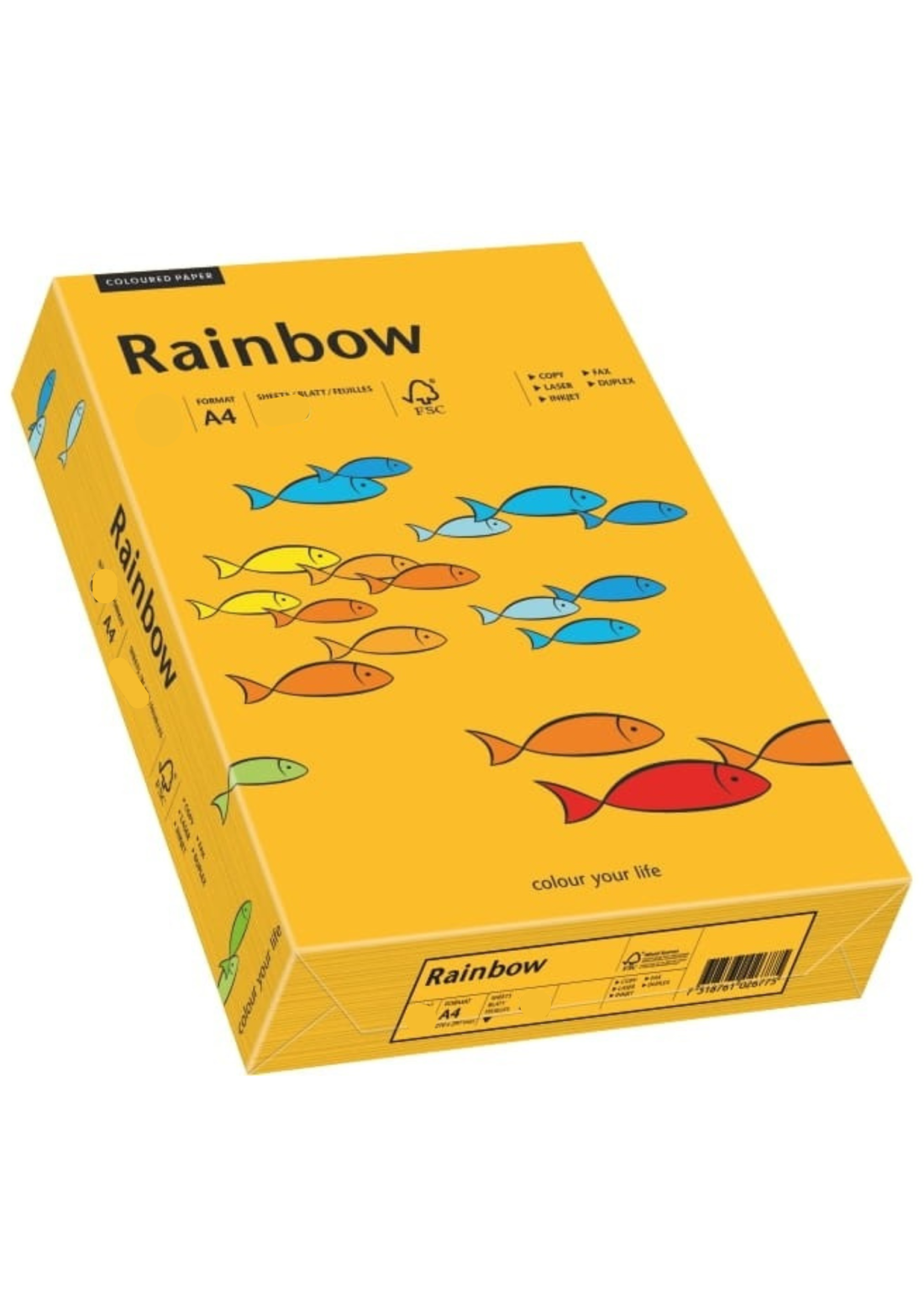 Papier ozdobny gładki kolorowy Rainbow 160g R22 jasny pomarańczowy pak 250A4 Papier ozdobny gładki kolorowy Rainbow 160g R22 jasny pomarańczowy pak 250A4