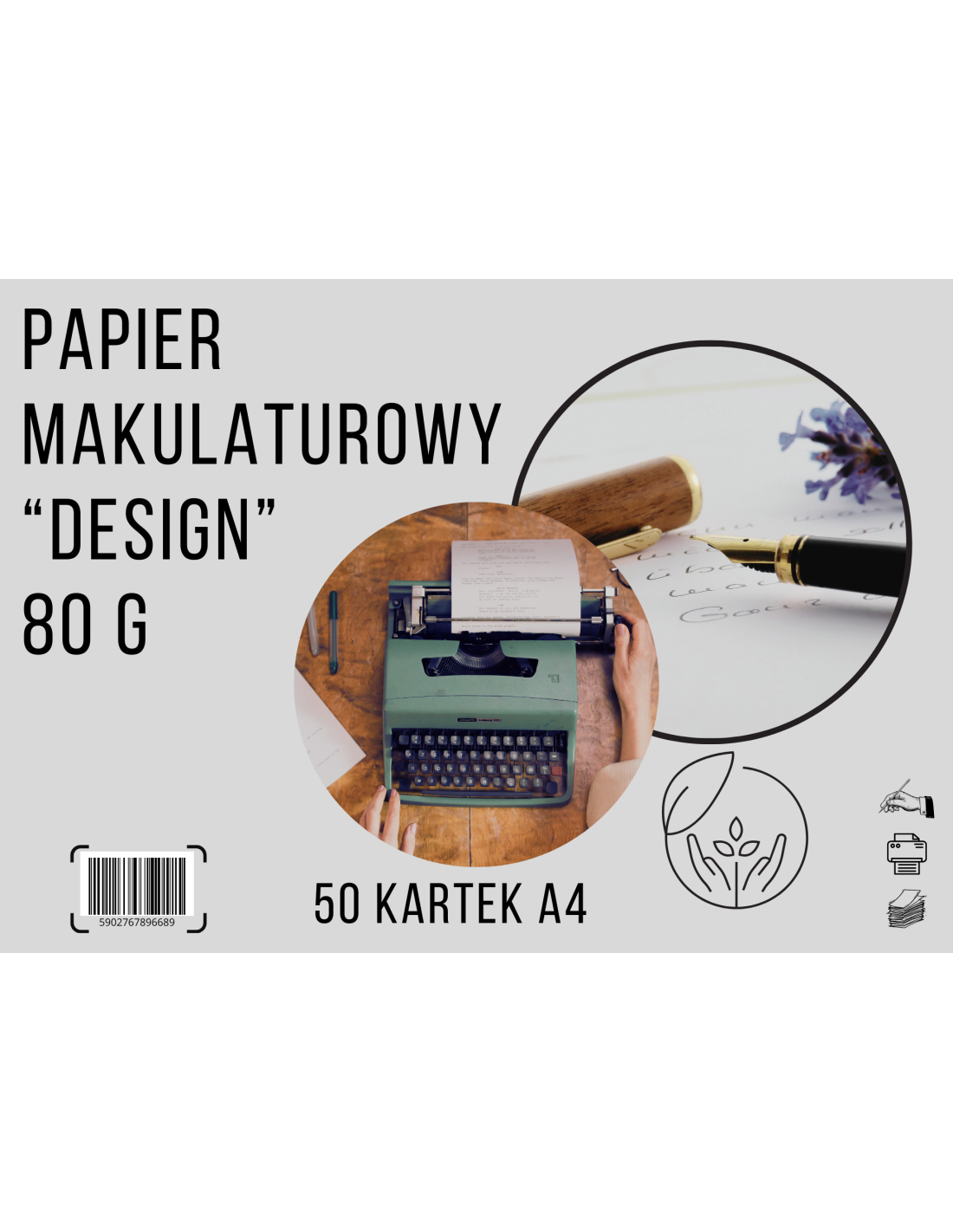 Papier makulaturowy Design 80g 50A4 naturalnie szary Papier makulaturowy Design 80g 50A4 naturalnie szary