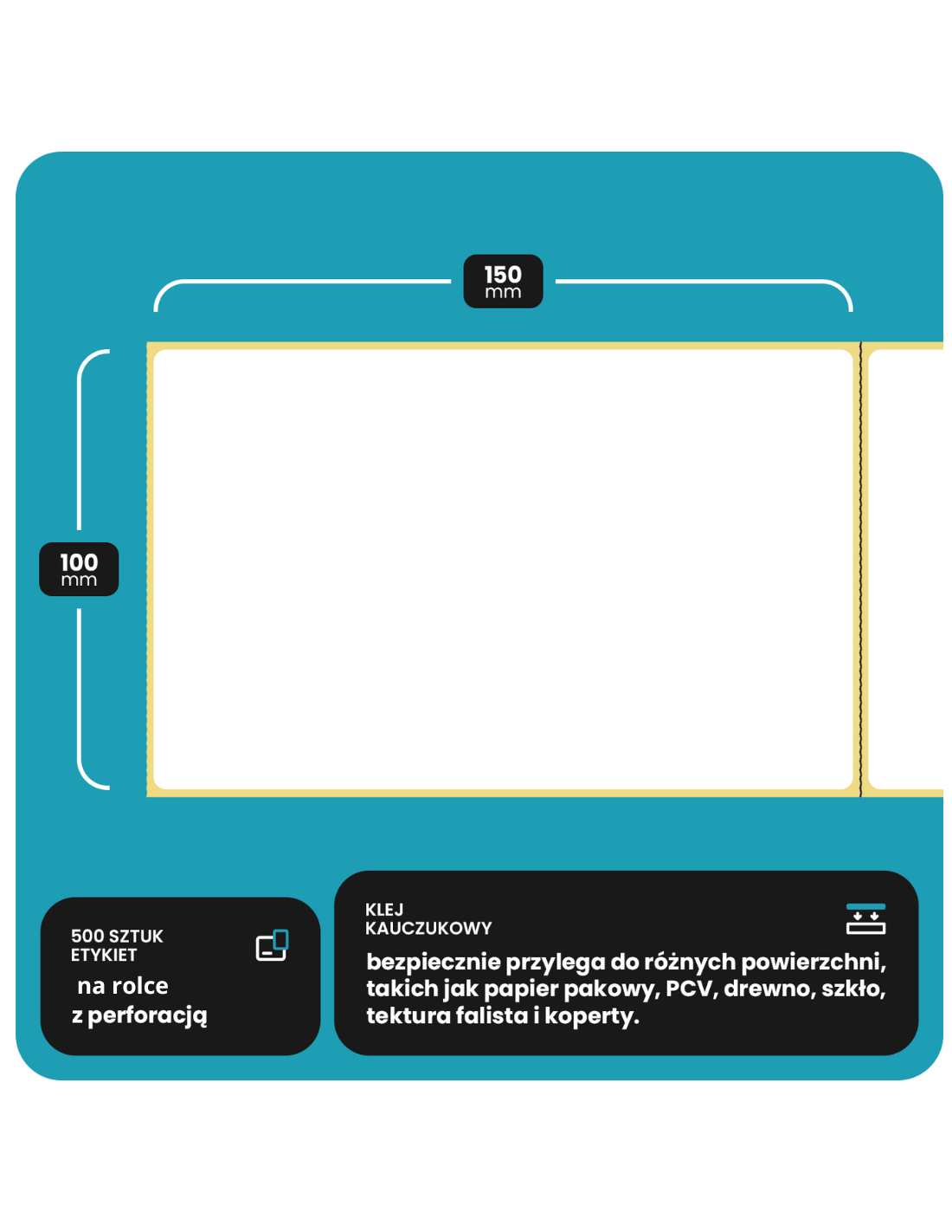 Etykiety termiczne z perforacją BASIC 100x150mm 500szt. Etykiety termiczne z perforacją BASIC 100x150mm 500szt.
