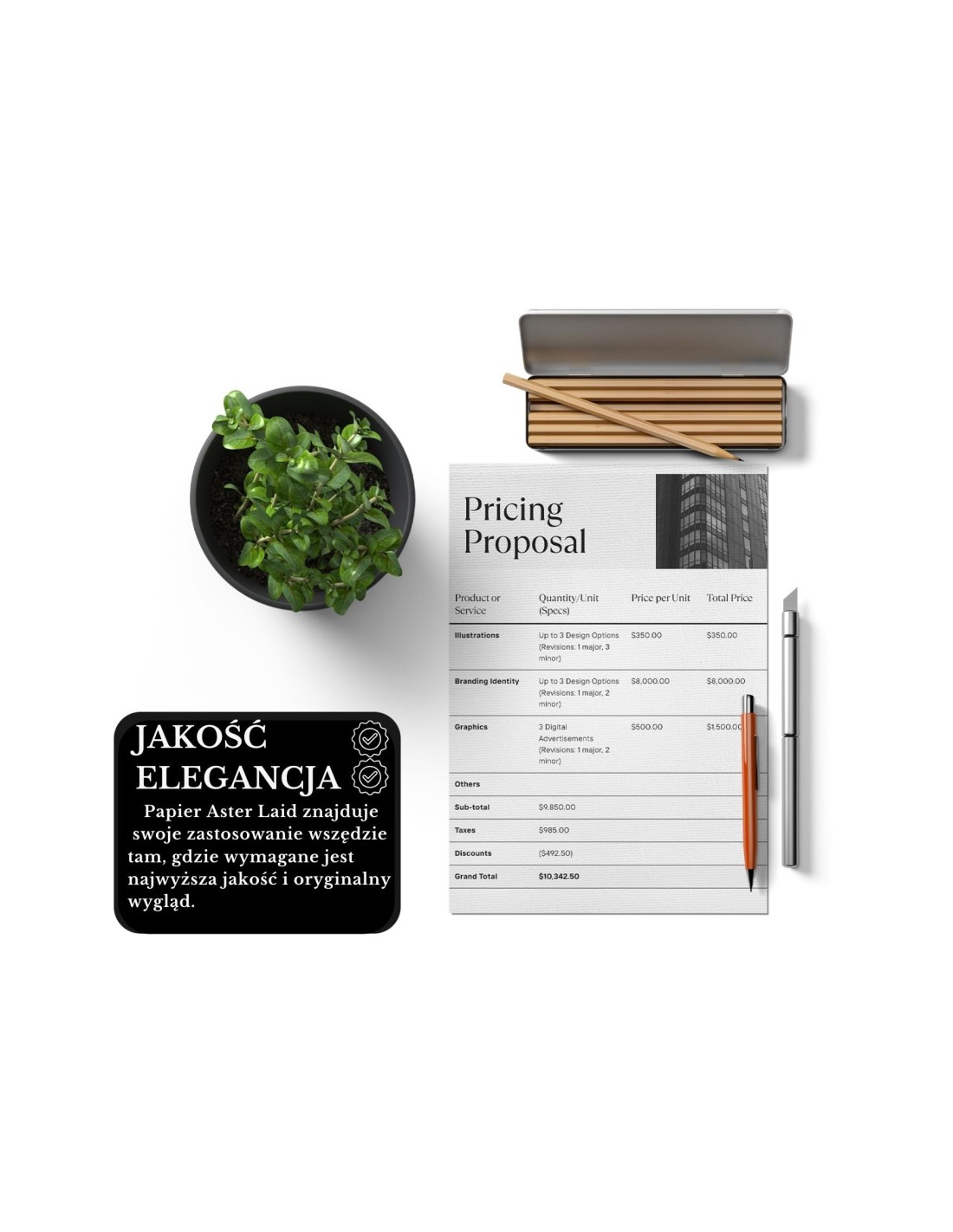 Papier ozdobny firmowy żeberkowany Aster Laid 220g White biały pak. 20A5