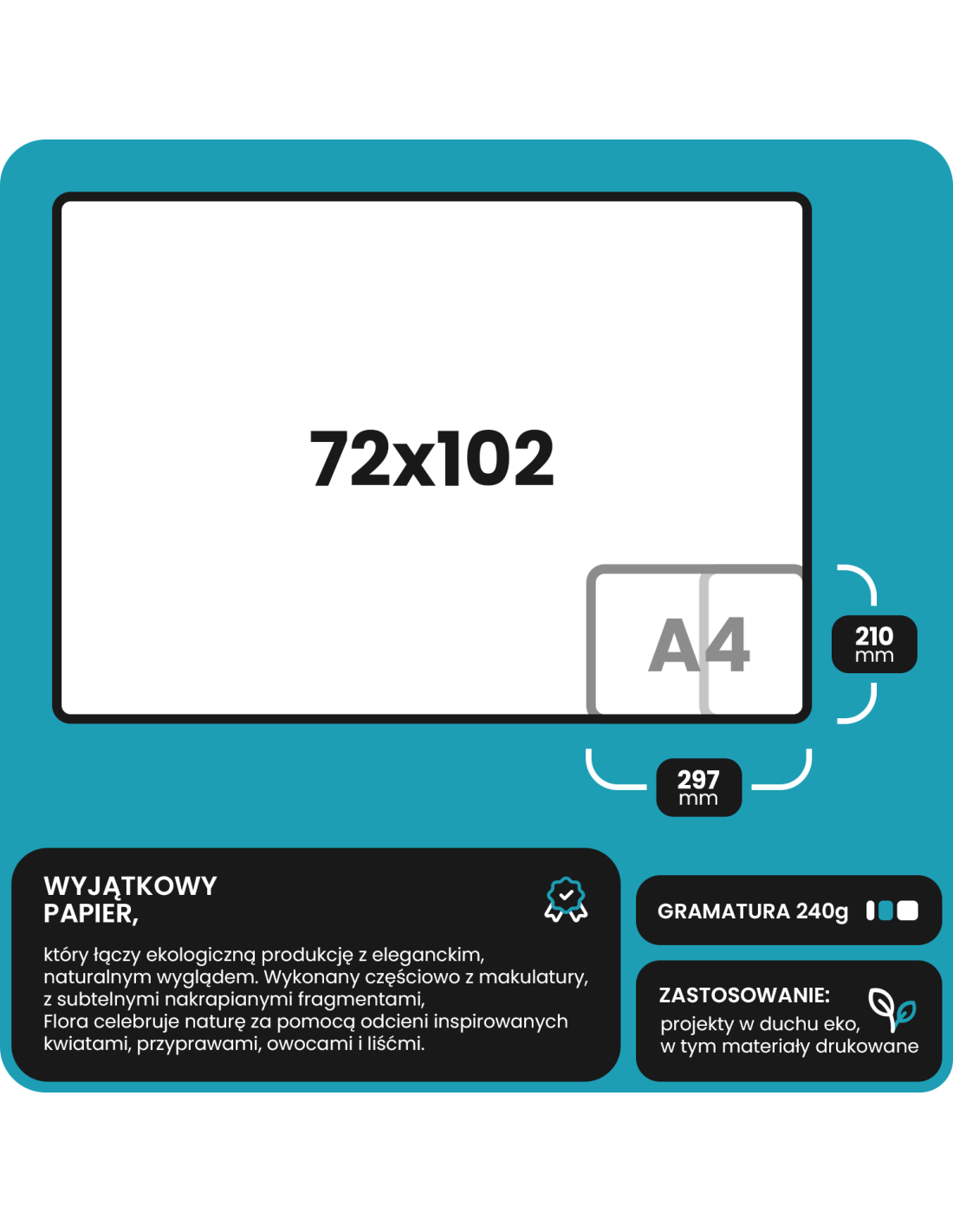 Papier ozdobny Flora 240g Anice 72x102 R125 Papier ozdobny Flora 240g Anice 72x102 R125